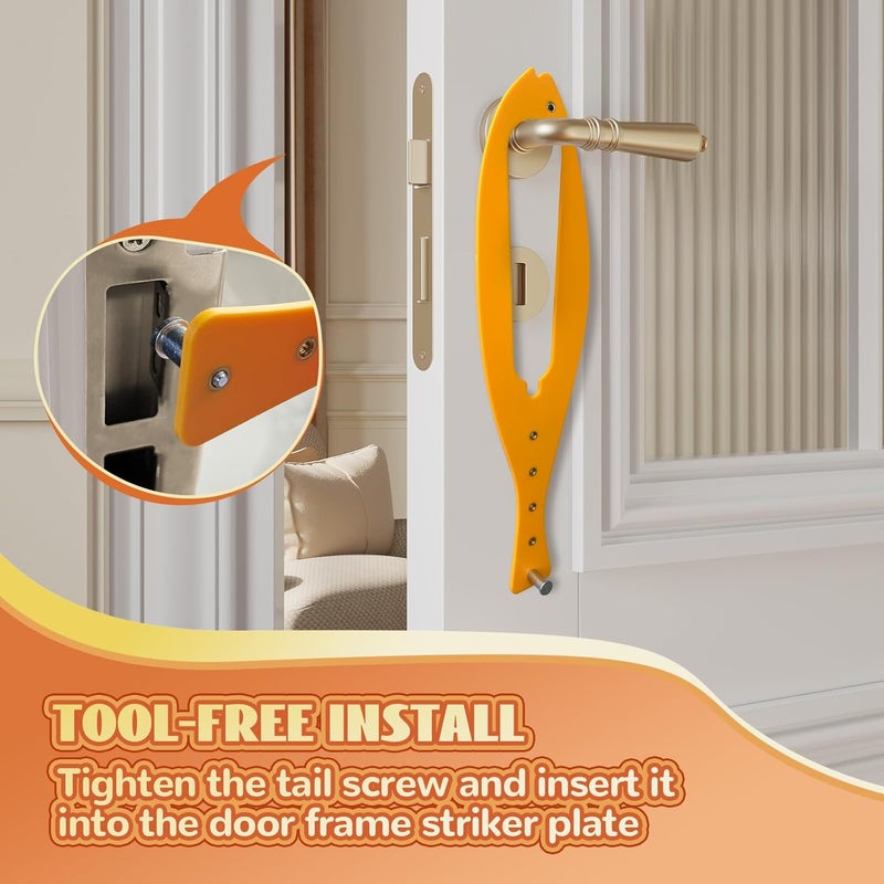 TGIOW Cat Door Latch, 2 Pcs Cat Door Stopper Pet Door Latch to Keep Dog Out of Litter Box and Food, Door Prop for Cat with 5 Adjustable Size Strap 2.5-6" Wide, No Measuring, Easy to Install, Yellow - Image 4
